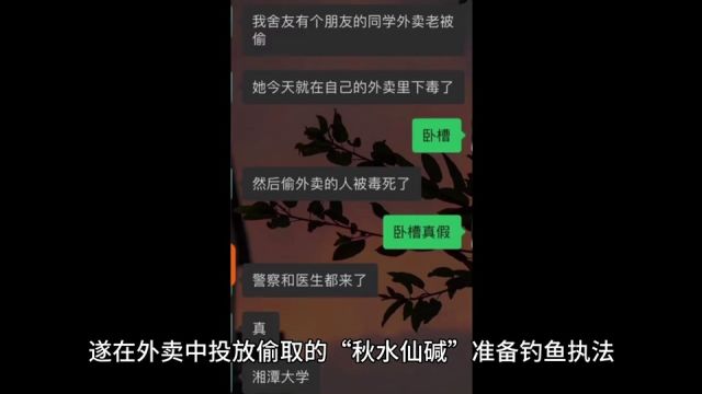 闹大了!网传湘潭大学生偷外卖被毒死,学校否认,警方介入!网友炸锅