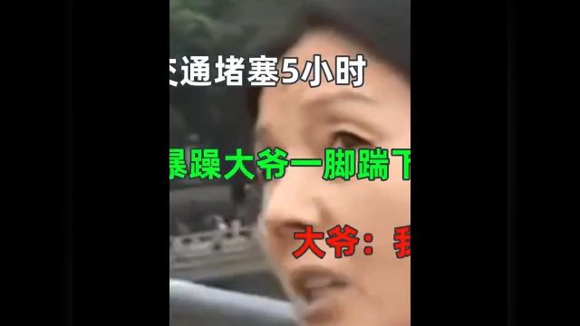 男子跳桥致交通拥堵五小时,被暴躁大爷一脚踹下桥,大爷我这是见义勇为#社会百态#万万没想到 2