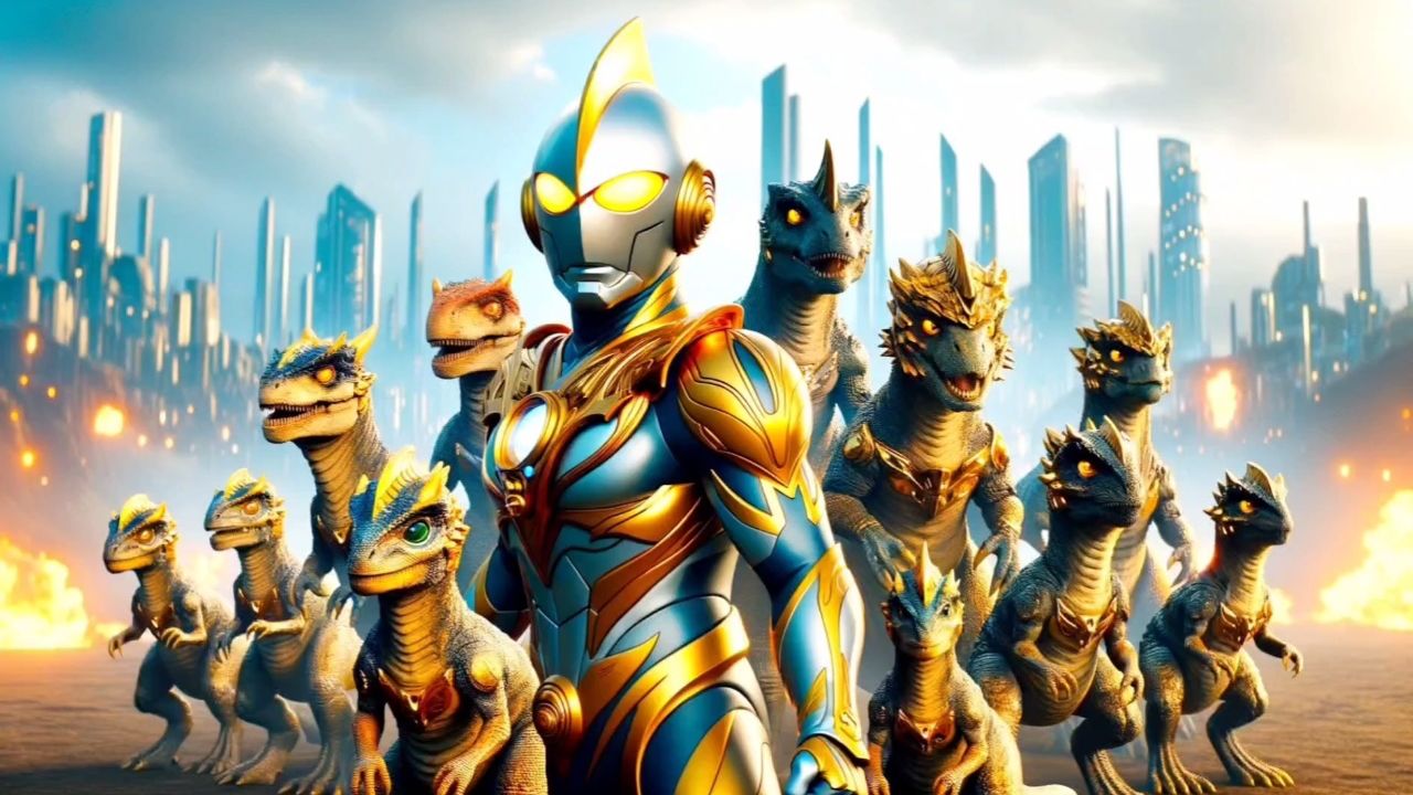 奥特曼恐龙战队和大怪兽决斗