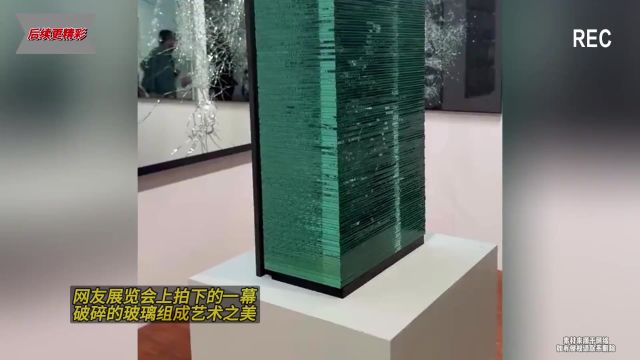 网友展览会上拍下的一幕,破碎的玻璃组成艺术之美