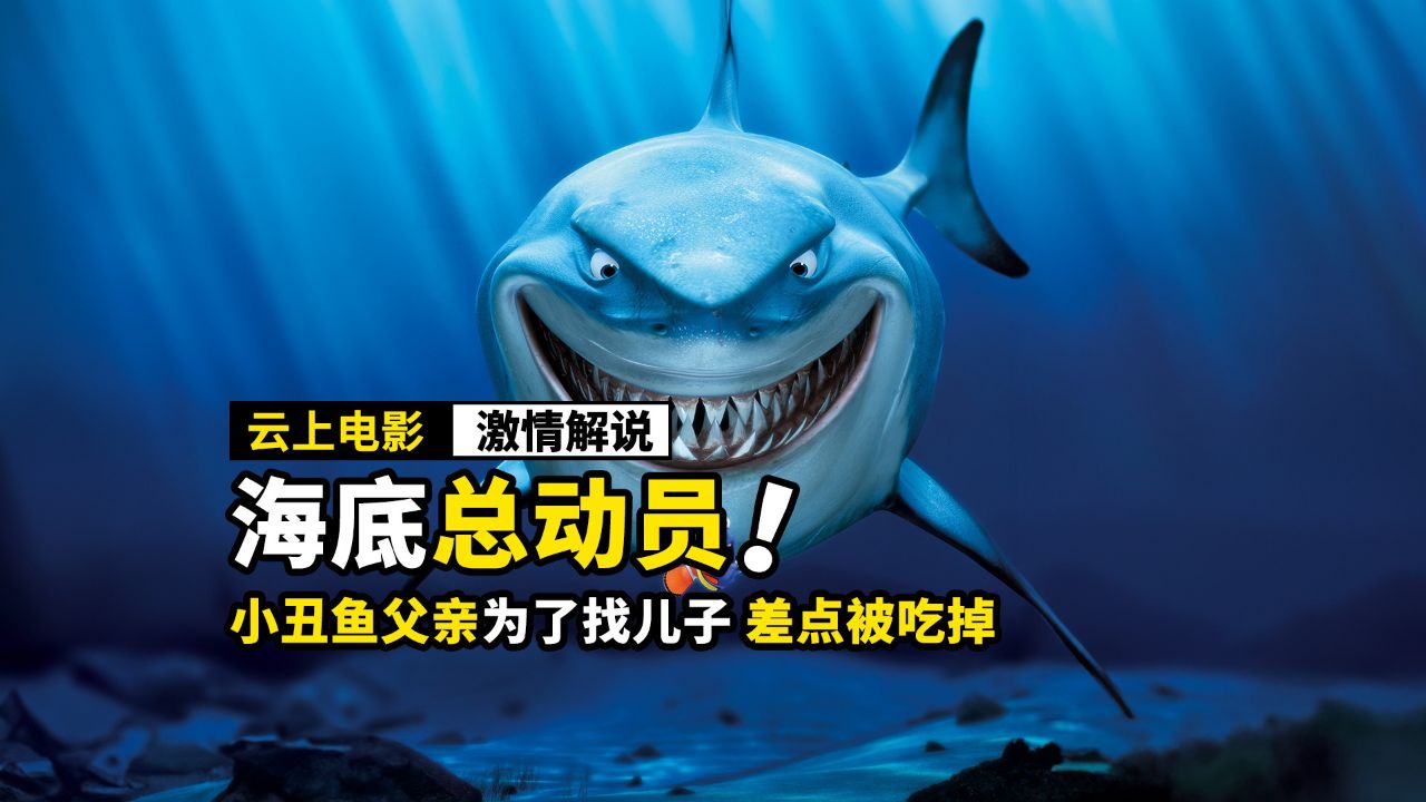 小丑鱼为了找到儿子,差点被鲨鱼吃掉,动画电影《海底总动员》