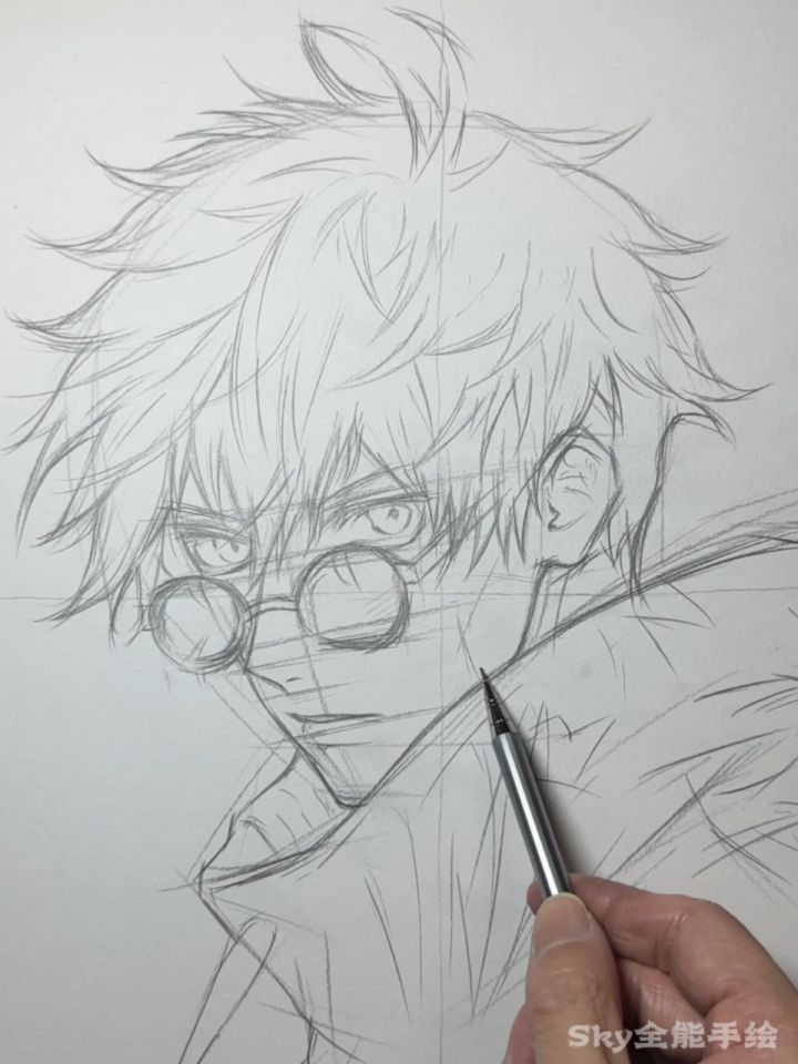 咒术回战角色五条悟起稿画法教程