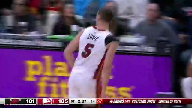 NBA常规赛：热火vs老鹰加时赛1英文原声回放