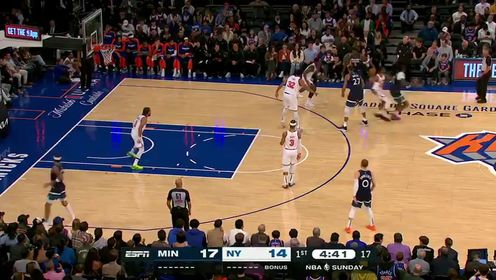 《NBA全场集锦》森林狼vs尼克斯第1节英文原声回放