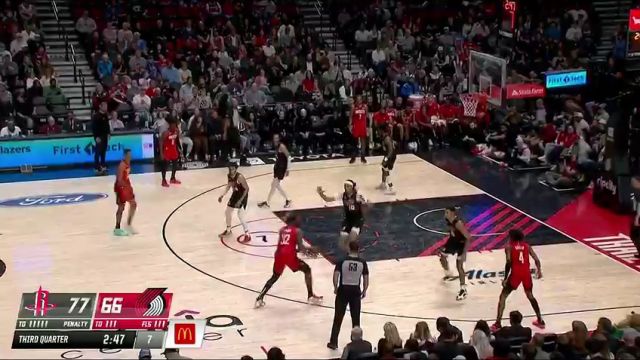 NBA常规赛：火箭vs开拓者第3节英文原声回放