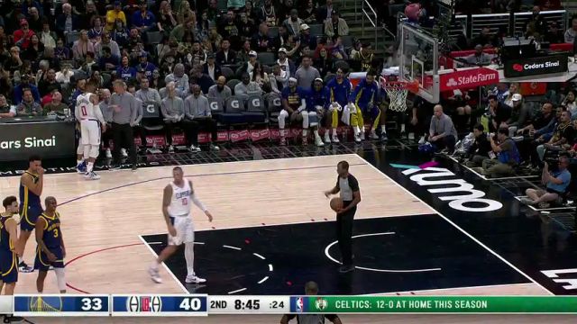 NBA常规赛：勇士vs快船第2节中文解说回放