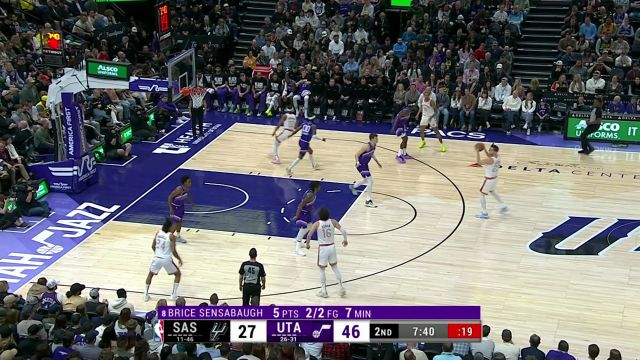 NBA常规赛：马刺vs爵士第2节英文原声回放