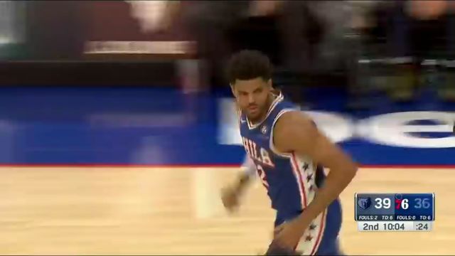 NBA常规赛：灰熊vs费城第2节中文解说回放
