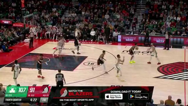 NBA常规赛：凯尔特人vs开拓者第4节英文原声回放