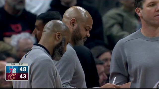 NBA常规赛：76人vs骑士第2节英文原声回放