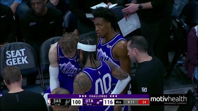 NBA常规赛：马刺vs爵士第4节英文原声回放
