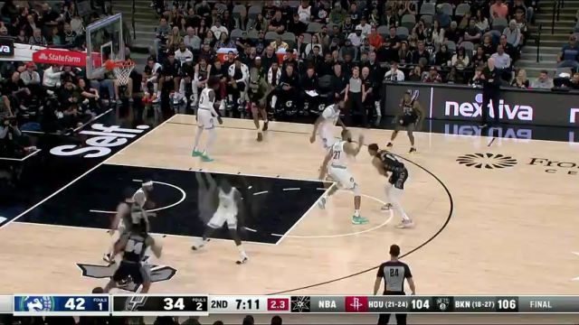 NBA常规赛：森林狼vs马刺第2节英文原声回放