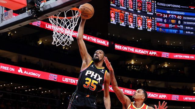 杜兰特vs老鹰集锦 空砍35+8+8半场三度上演暴扣好戏