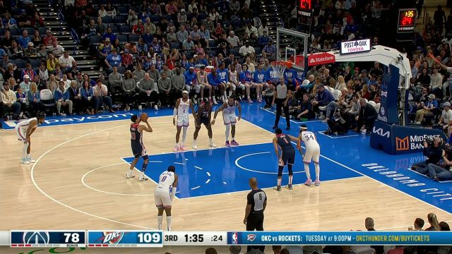 NBA常规赛：奇才vs雷霆第3节英文原声回放