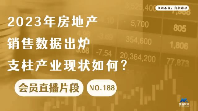 2023年房地产销售数据出炉,支柱产业现状如何?【会员直播片段】