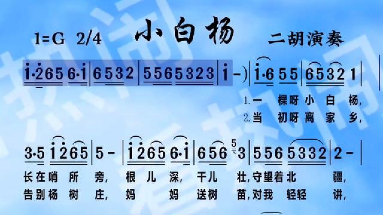 小白杨#动态曲谱 #二胡演奏