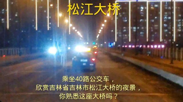 乘坐40路公交车,欣赏吉林省吉林市松江大桥的夜景,你熟悉这座大桥吗?