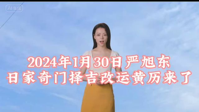 2024年1月30日严旭东日家奇门择吉改运黄历来了