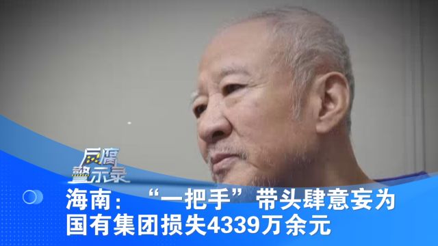 海南:“一把手”带头肆意妄为 国有集团损失4339万余元