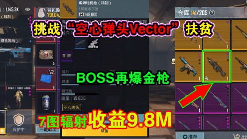 挑战“空心弹头Vector”扶贫，BOSS再爆金枪，7图辐射收益9M