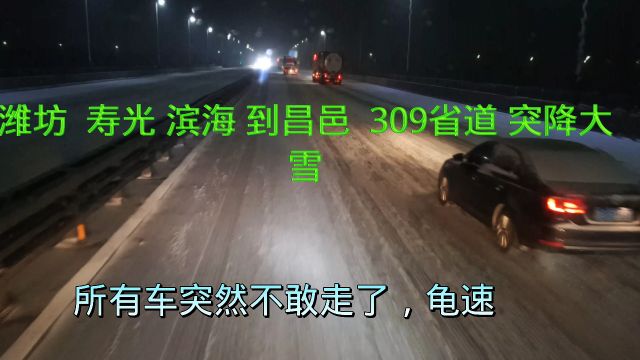 潍坊寿光到昌邑段309省道突降大雪 ,所有车辆龟速,记录回家路程