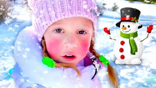 外国小女孩，去到滑雪场堆了一个雪人，没想到它竟然活了过来！