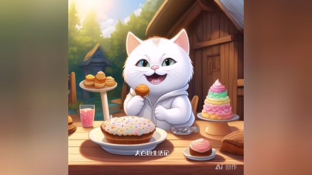 AI猫咪大白的日常生活记录甜品开会