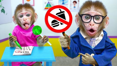 有趣的小猴子：儿童良好习惯养成，小朋友千万不要在上课时间吃零食哦！