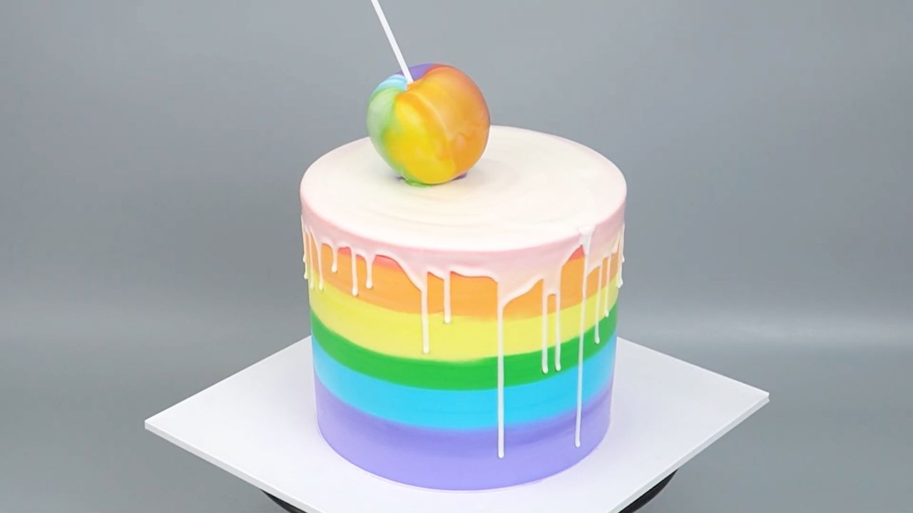 彩虹棒棒糖奶油蛋糕装饰创意