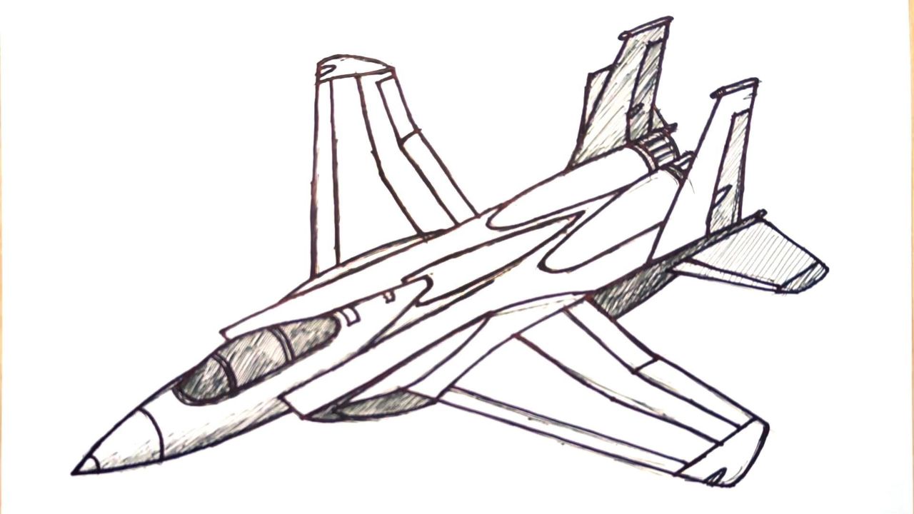 战斗机素描 画法图片