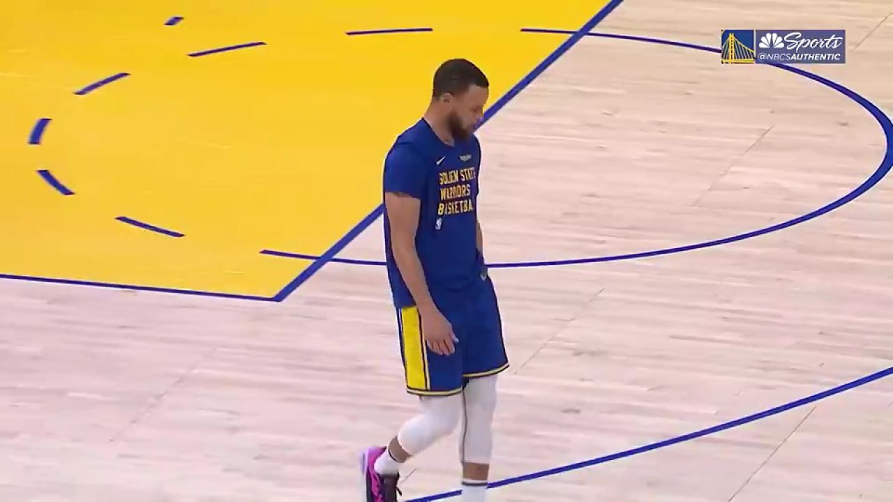 这手感真的是绝了!库里赛前彩虹高射炮投篮空心入网