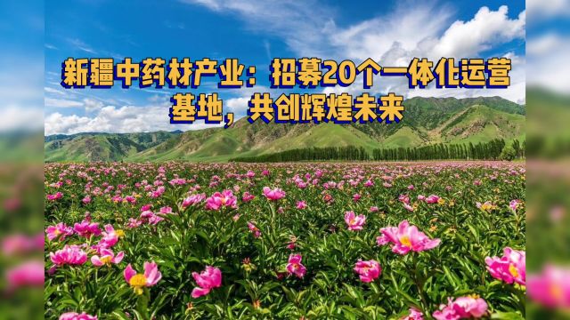 新疆中药材产业:招募20个一体化运营基地,共创辉煌未来