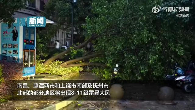 南昌迎来暴雨强风:电动三轮车被吹飞,有路灯被吹倒