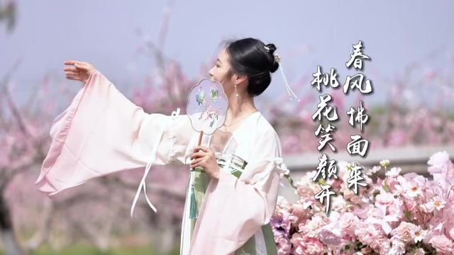 春风拂面来,桃花笑颜开.