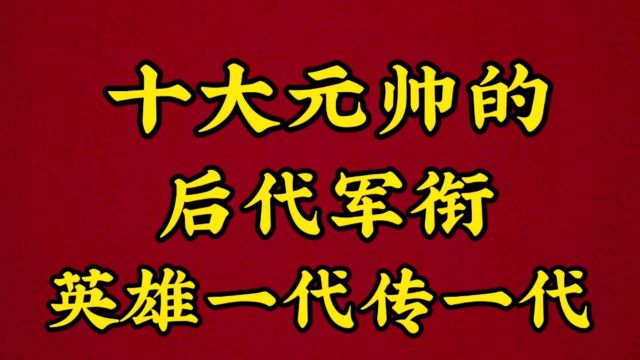 十大元帅后代军衔,英雄一代接一代