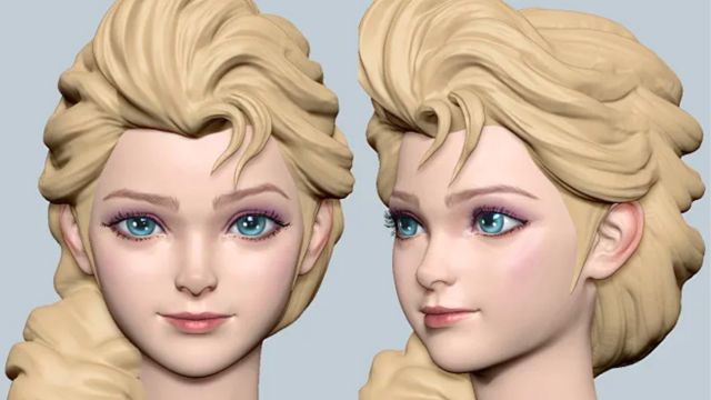 ZBrush【冰雪奇缘】艾莎公主头部模型雕刻教程.zbrush人物雕刻教程