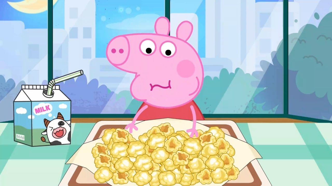 小猪佩奇看看电影,吃吃爆米花好开心_500_高光片段
