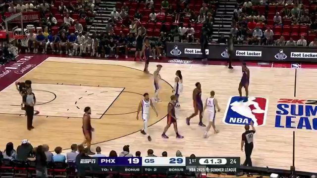 NBA夏季联赛：太阳vs勇士第1节英文原声回放