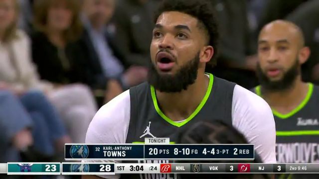 NBA常规赛：黄蜂vs森林狼第1节英文原声回放