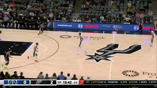 NBA常规赛：奇才vs马刺第1节英文原声回放