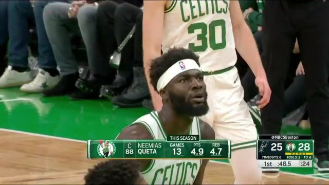 NBA常规赛：马刺vs凯尔特人第1节英文原声回放