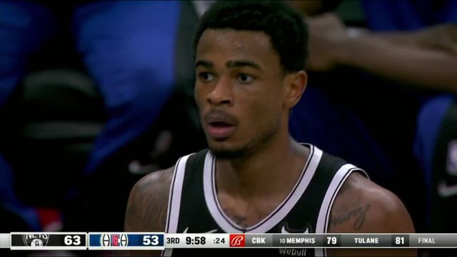 NBA常规赛：篮网vs快船第3节英文原声回放