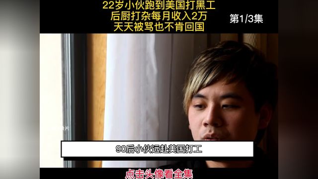 22岁小伙跑到美国打黑工,后厨打杂每月收入2万,天天被骂也不肯回国纪录片解说打工 1