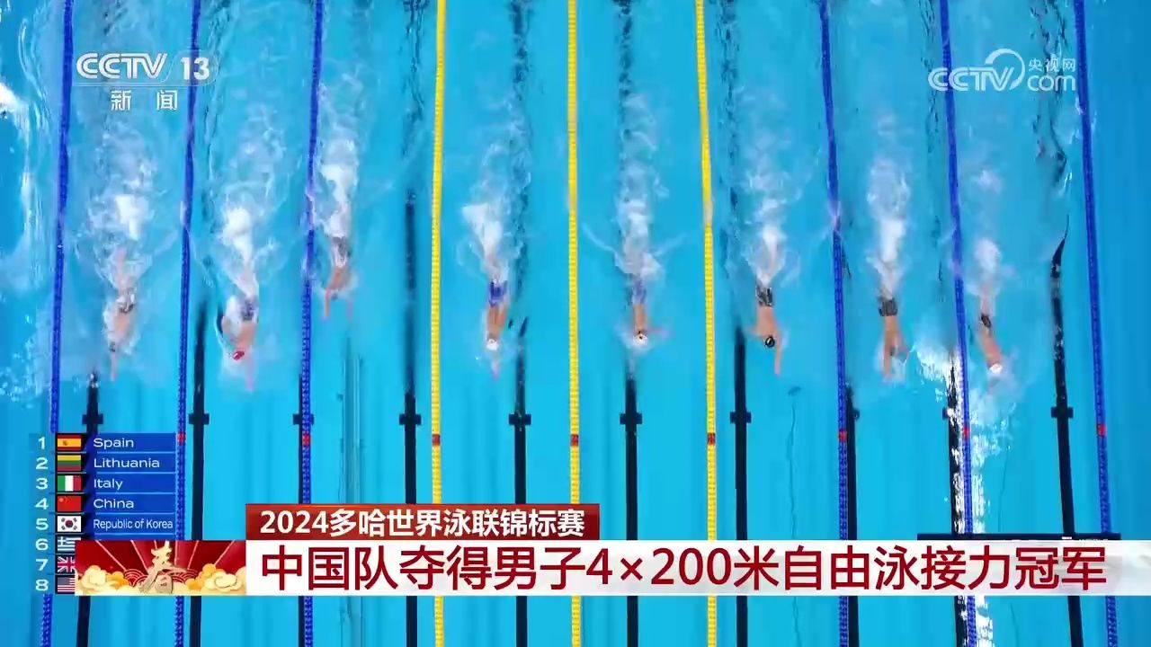 2024多哈世界泳联锦标赛中国队夺得男子4×200米自由泳接力冠军_高清1080P在线观看平台_腾讯视频