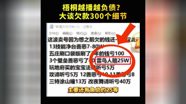 梦幻西游梧桐越播越负债?大谈欠款300个细节