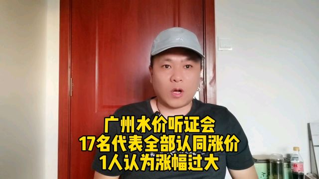 广州水价听证会,17名代表全部认同涨价,1人认为涨幅过大