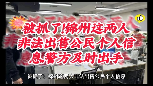 被抓了!锦州这两人非法出售公民个人信息,警方及时出手