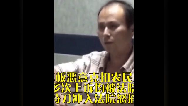 黑心老板恶意克扣农民工工资,农民工多次上诉均被法院判败诉,一怒之下持刀冲入法院怒捅四名法官#社会百态#农民工#工资 2