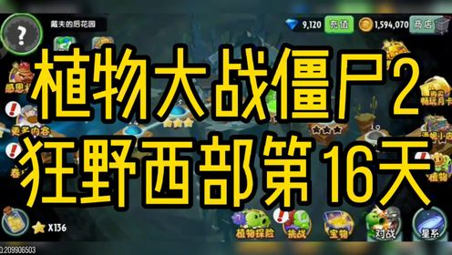 植物大战僵尸2狂野西部第16天,保护坚果植物有责,寒冰豌豆帮忙