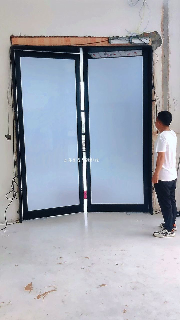 德国dorma 多玛电动地弹簧平开门玻璃门安装调试现场-dormakaba自动门